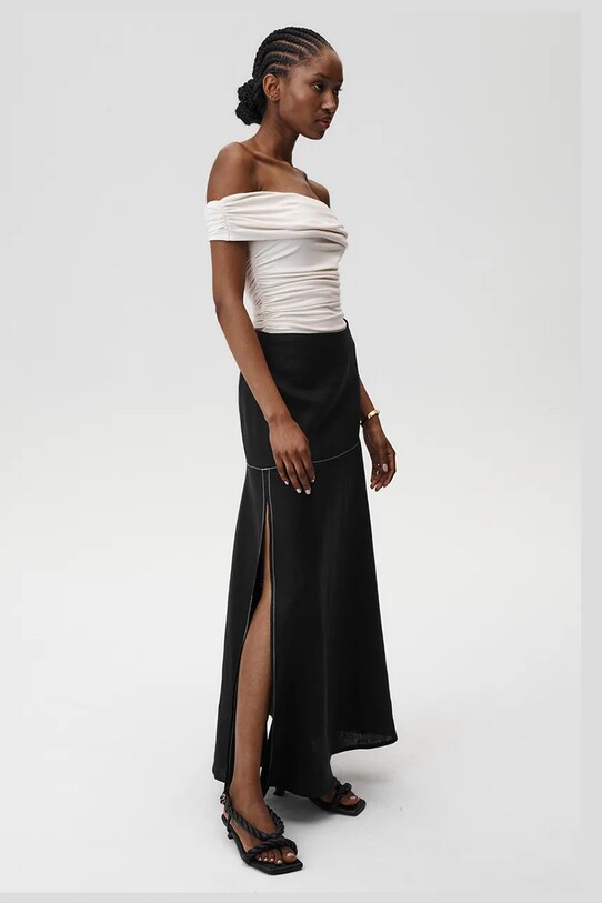 Ľanová sukňa Undress Code Serenity Skirt Stitch 893 čierna SS25