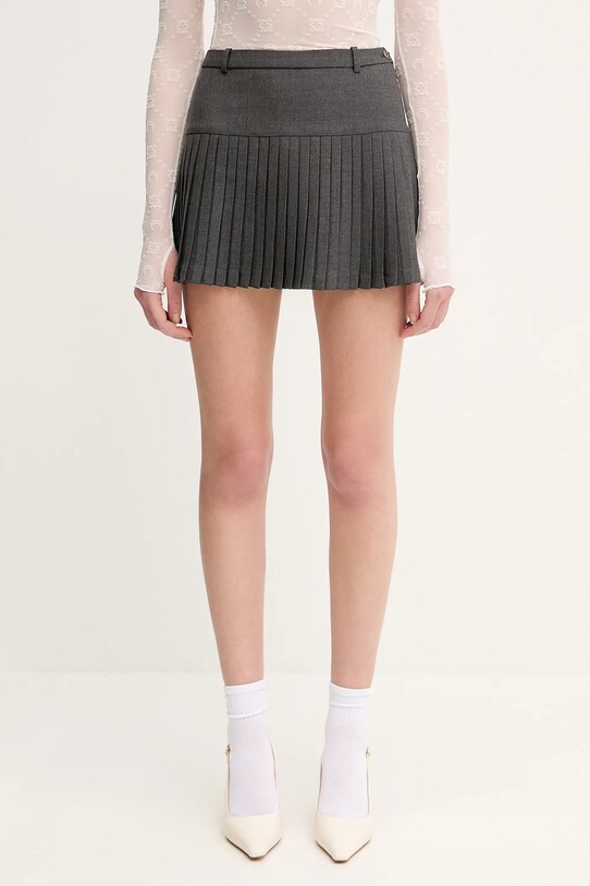 Marine Serre spódnica z domieszką wełny Regenerated Tailoring Pleated casual szary WSK063A.DWOV0057