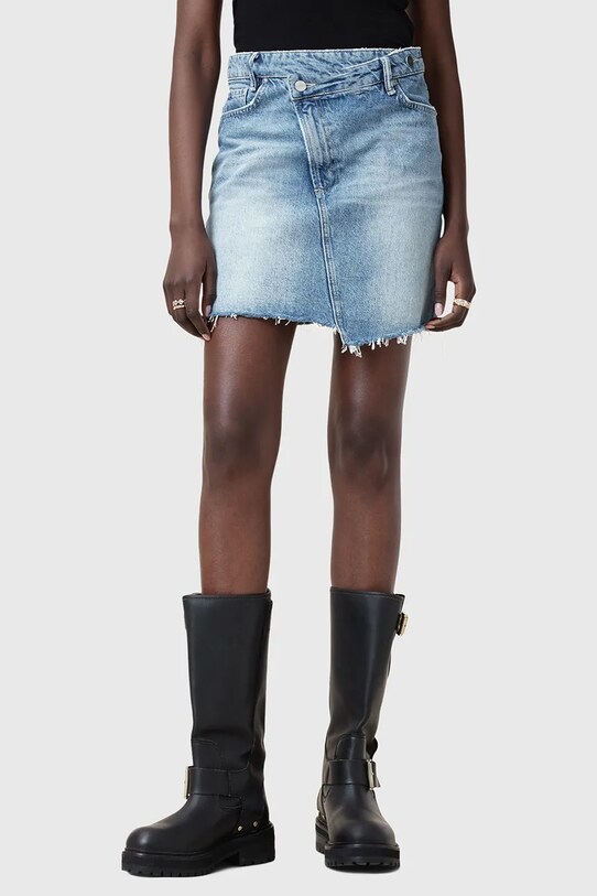 AllSaints spódnica jeansowa AKI CROSSOVER W006RC niebieski SS25