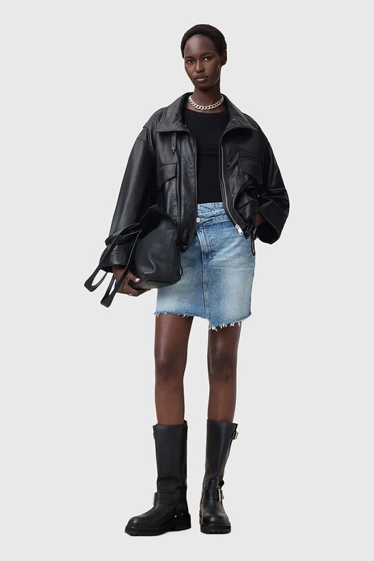 AllSaints fusta jeans AKI CROSSOVER W006RC