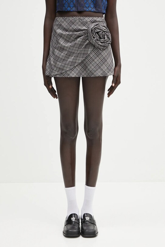 Μάλλινη φούστα AMBUSH Check Rose Skirt με μοτίβο γκρί 12115390