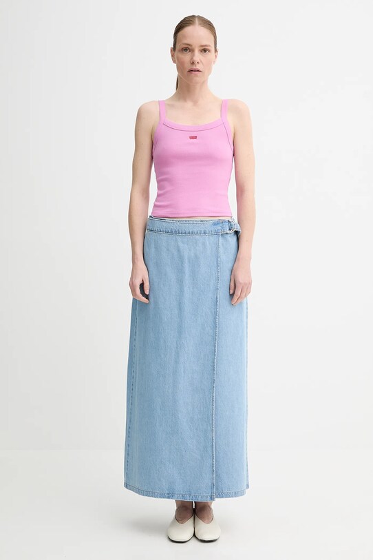 Levi's fustă din denim COLUMN WRAP SKIRT 001VG albastru SS25