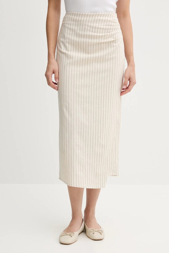 Sisley spódnica z domieszką lnu wzorzyste beżowy 45ICL002P