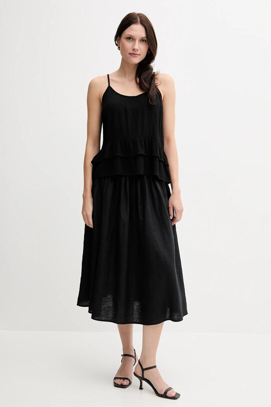 Λινή φούστα Sisley 4AGHL002T μαύρο SS25