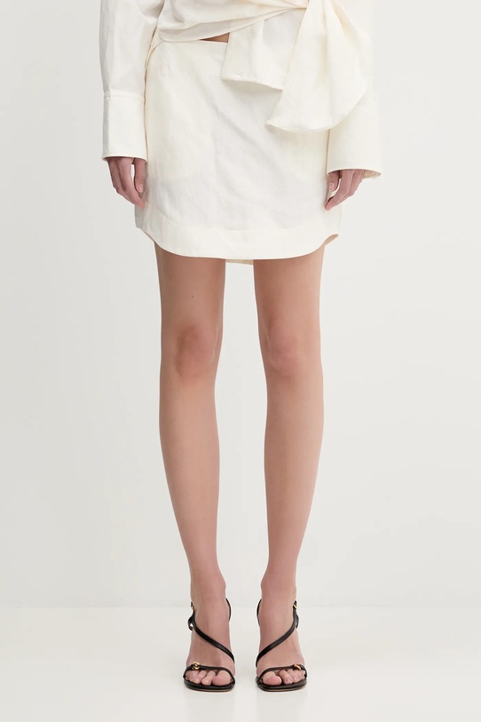 JW Anderson linen blend skirt Curved Hem Mini straight beige SK0185.PG1690.002