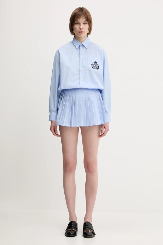 Sporty & Rich cotton skirt Serif Logo Anae SK018612300BL59 blue