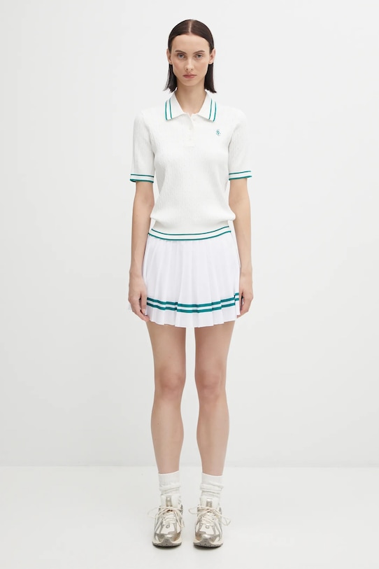Sporty & Rich spódnica Italic Logo Pleated SK005621313WH27 biały