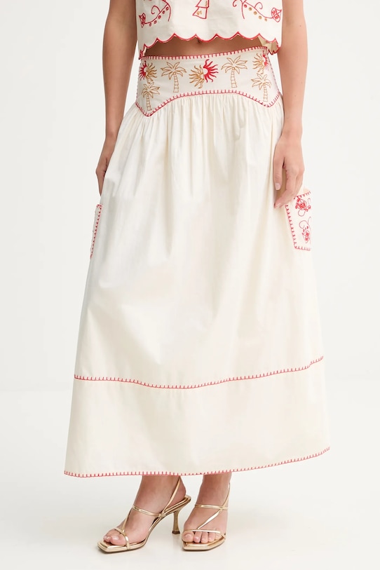 Never Fully Dressed spódnica bawełniana casual beżowy NFDSK650