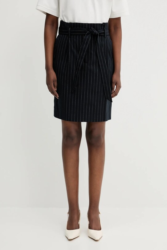 Юбка с примесью шерсти Maison Kitsuné Paperbag Pleated casual чёрный OW01521WT3007