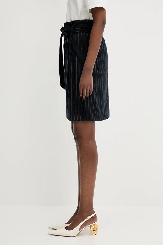 Юбка с примесью шерсти Maison Kitsuné Paperbag Pleated OW01521WT3007 чёрный SS25