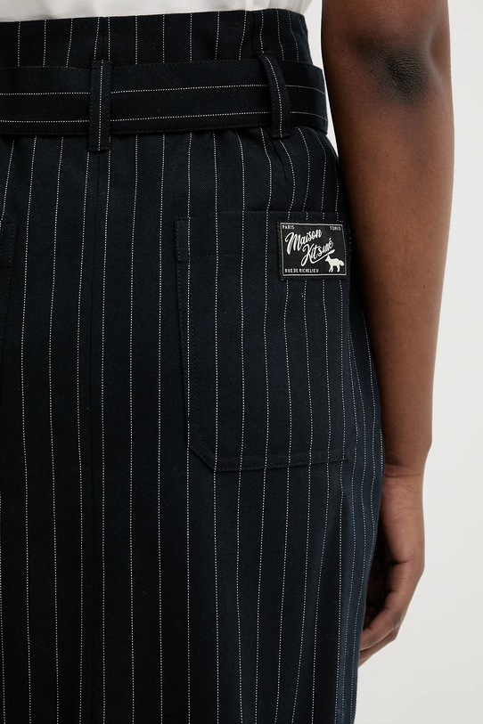 Sukně s příměsí vlny Maison Kitsuné Paperbag Pleated černá OW01521WT3007