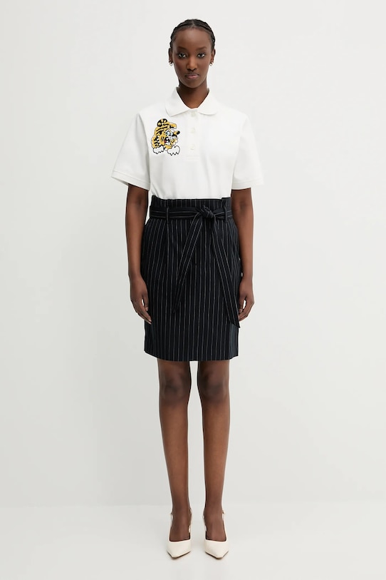 Sukně s příměsí vlny Maison Kitsuné Paperbag Pleated OW01521WT3007 černá