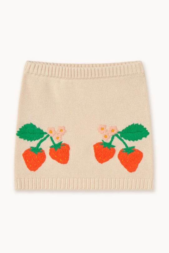 Tinycottons fusta din bumbac pentru copii STRAWBERRIES SKIRT SS25.305 bej SS25