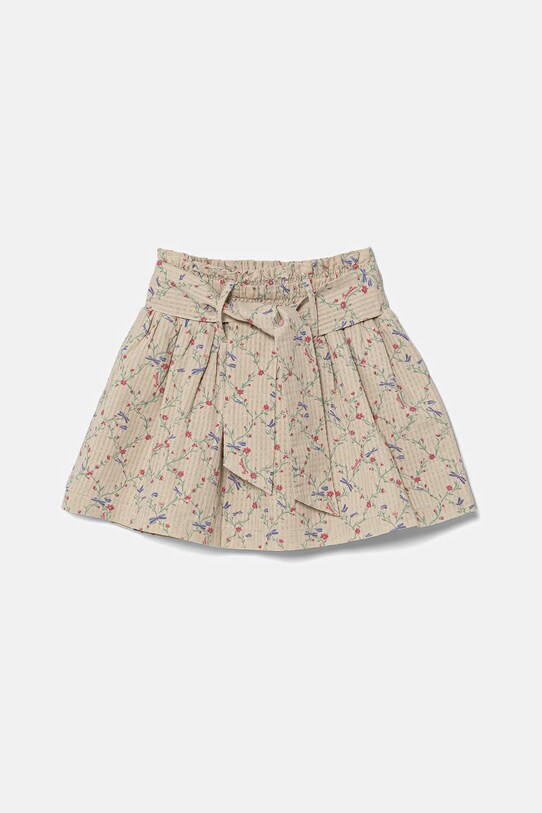 United Colors of Benetton fustă din bumbac pentru copii cu modele bej 40VFG0013.P.Seasonal