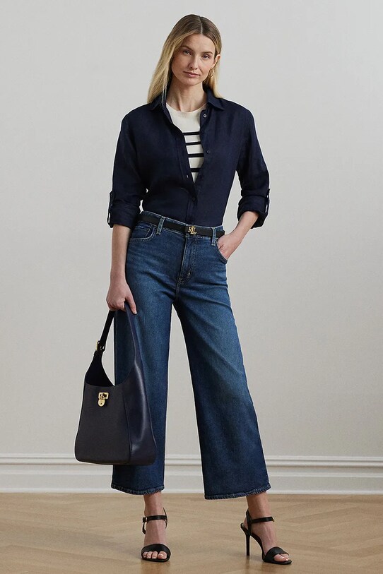 Lauren Ralph Lauren blugi din bumbac albastru 200973246