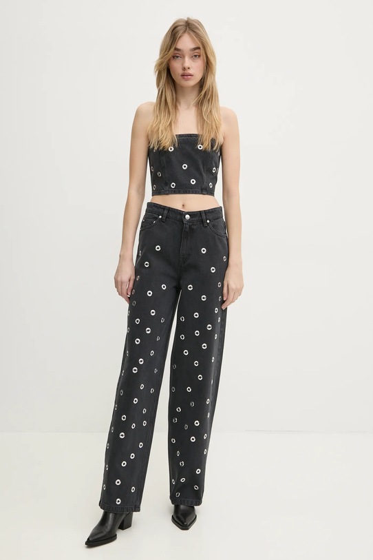 Τζιν παντελόνι Rotate 1140022998 μαύρο SS25