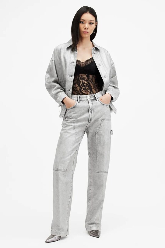 Bavlnené rifle AllSaints MIA Planet friendly sivá W056EB