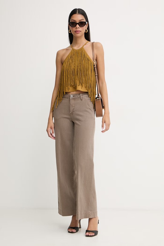 Guess jeansy wide leg damskie ZOYA W5RA1L.WFXVA brązowy SS26