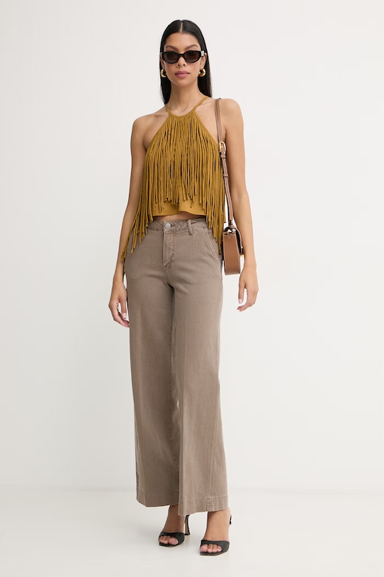 Guess jeansy wide leg damskie ZOYA W5RA1L.WFXVA brązowy SS26