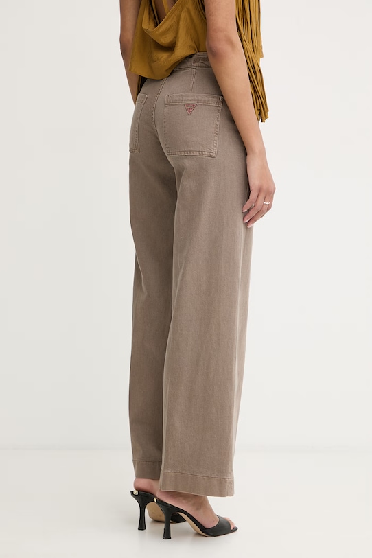 Odzież Guess jeansy wide leg damskie ZOYA W5RA1L.WFXVA brązowy