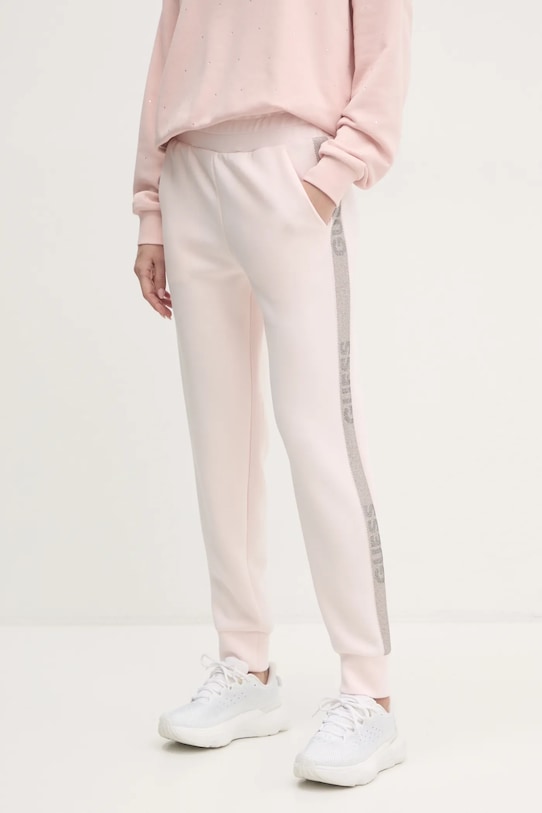 Guess spodnie dresowe VICTOIRE aplikacja różowy W5RB00.KBYE2