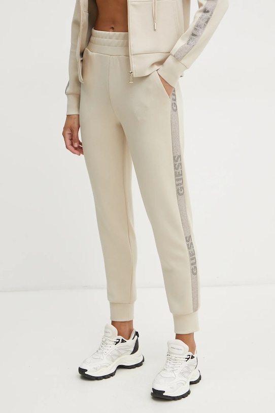 Guess pantaloni de trening VICTOIRE tricotaj bej W5RB00.KBYE2