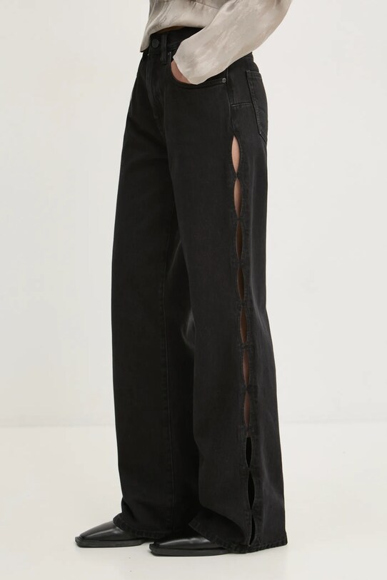 PURPLE BRAND jeans WIDE SIDE CUT OUT negru D2001.WCBL224