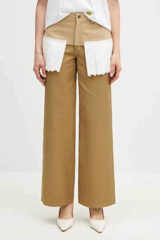 Andersson Bell spodnie Lace Pleats Skirt Pants high beżowy apa798w