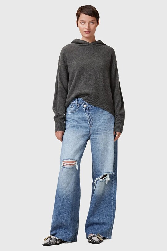 AllSaints blugi din bumbac AKI Planet friendly albastru W026EC