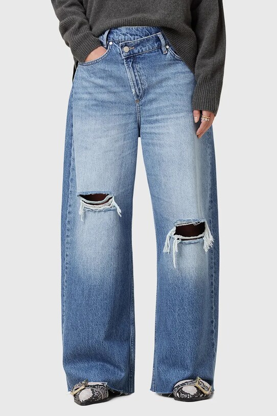 AllSaints blugi din bumbac AKI W026EC albastru SS25