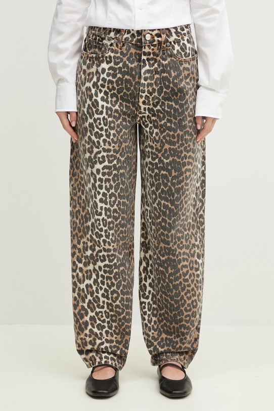 Дънки GANNI Print Denim Stary Planet friendly кафяв J1184