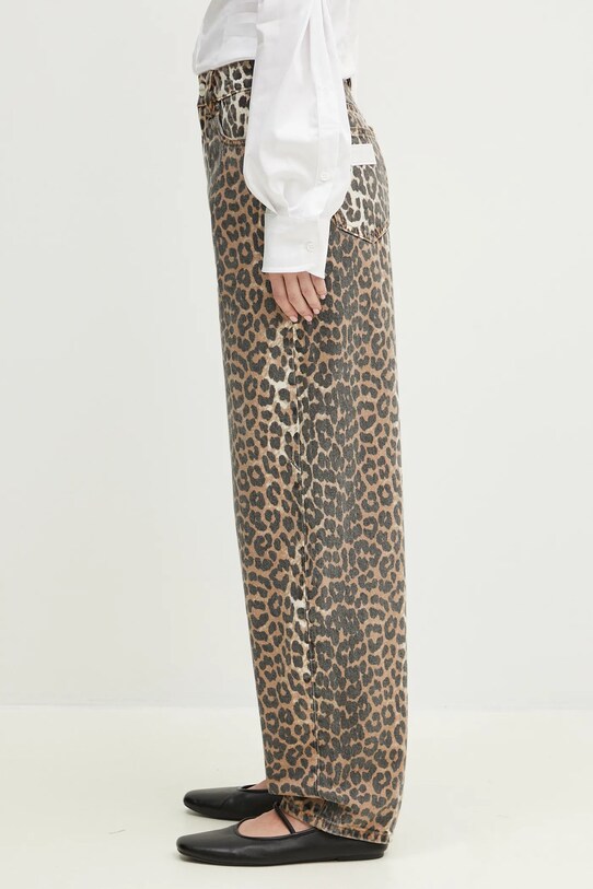 Дънки GANNI Print Denim Stary J1184 кафяв SS25