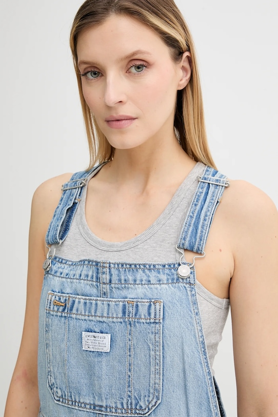 Levi's ogrodniczki jeansowe UTILITY SHORTALL niebieski 001UY