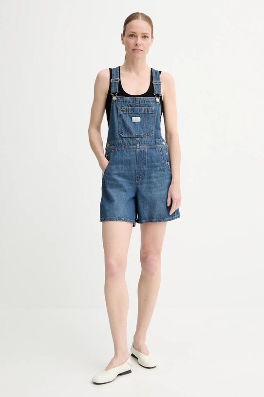 Levi's ogrodniczki jeansowe UTILITY SHORTALL 001UY niebieski SS25