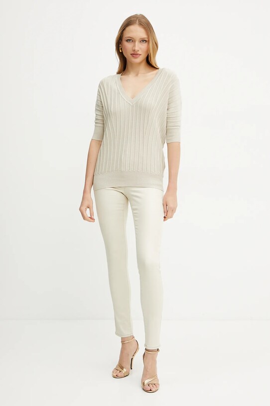 Morgan jeansy PEWELI PEWELI beżowy SS25