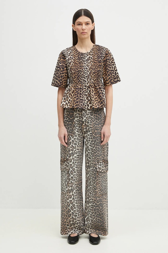 Rifle GANNI Print Denim Angi J1676 hnedá