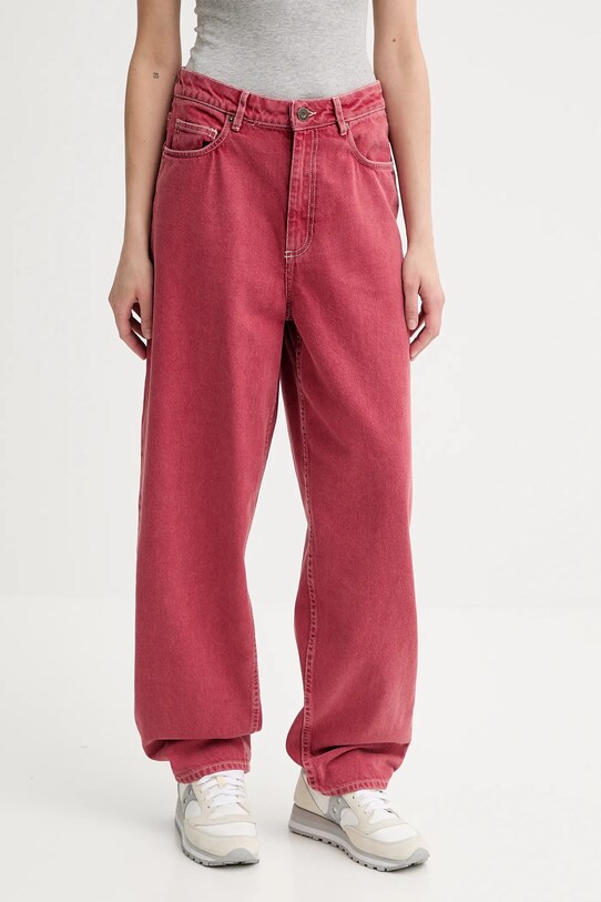 American Vintage jeansy Planet friendly czerwony UZA11AE25