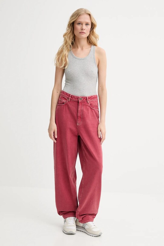 American Vintage jeansy UZA11AE25 czerwony SS25
