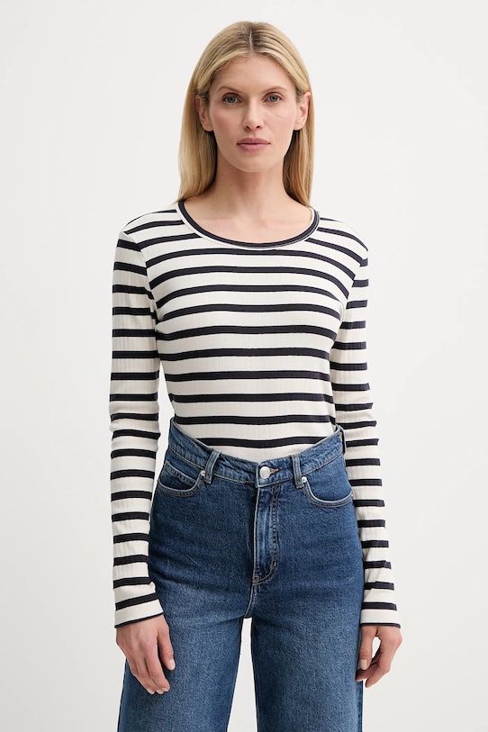 MUNTHE longsleeve bawełniany JOTE wzorzyste beżowy 247112924764