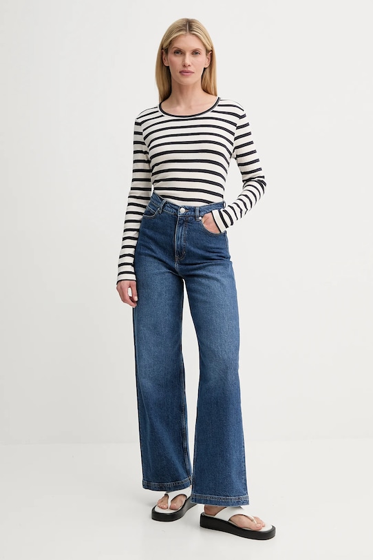 MUNTHE longsleeve bawełniany JOTE 247112924764 beżowy SS25