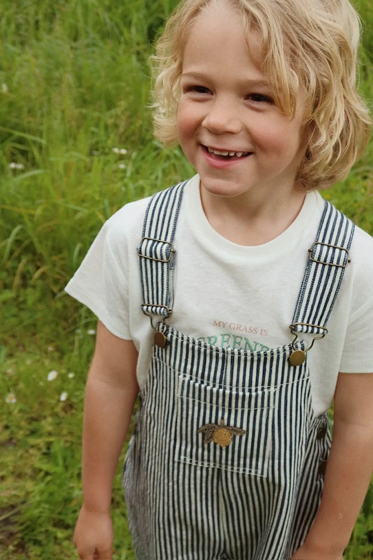 Detské bavlnené nohavice na traky Konges Sløjd FENDER OVERALLS GOTS KS102807