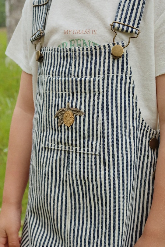 Detské bavlnené nohavice na traky Konges Sløjd FENDER OVERALLS GOTS KS102807