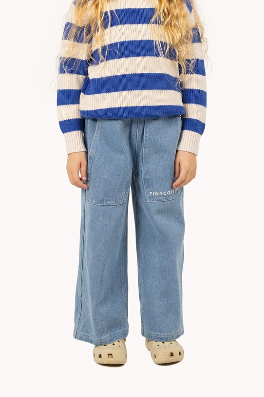 Chłopiec Tinycottons jeansy dziecięce GRAPHIC DENIM PANT SS25.243 niebieski
