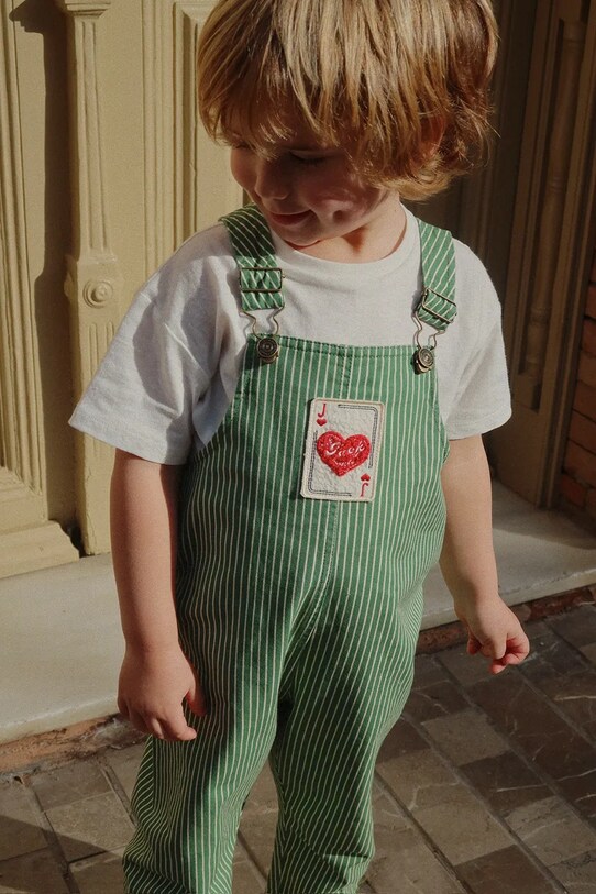 Дитячий бавовняний комбінезон Konges Sløjd RHW X KS JACK OVERALLS GOTS Planet friendly зелений KS103602