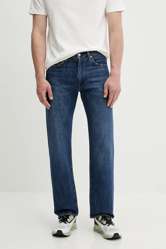 Džínsy s prímesou ľanu Levi's 555 RELAXED STRAIGHT tmavomodrá 000LO.0011