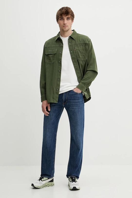 Džínsy s prímesou ľanu Levi's 555 RELAXED STRAIGHT 000LO.0011 tmavomodrá SS25