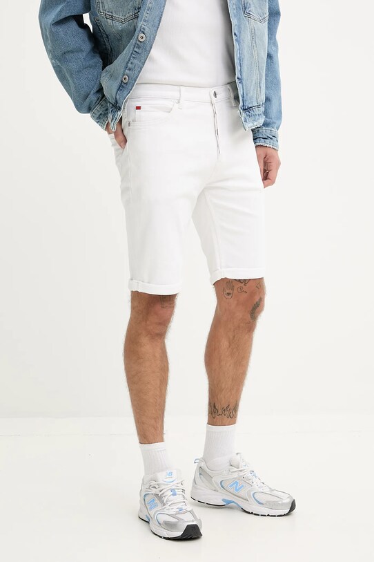 Jeans kratke hlače HUGO Z elastanom bela 50537717