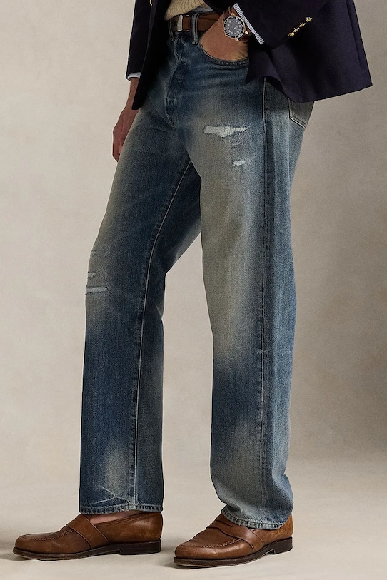 Odzież Polo Ralph Lauren jeansy bawełniane 710963171 niebieski