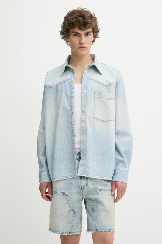 Τζιν πουκάμισο Won Hundred μακρύ μπλε 3647.15049