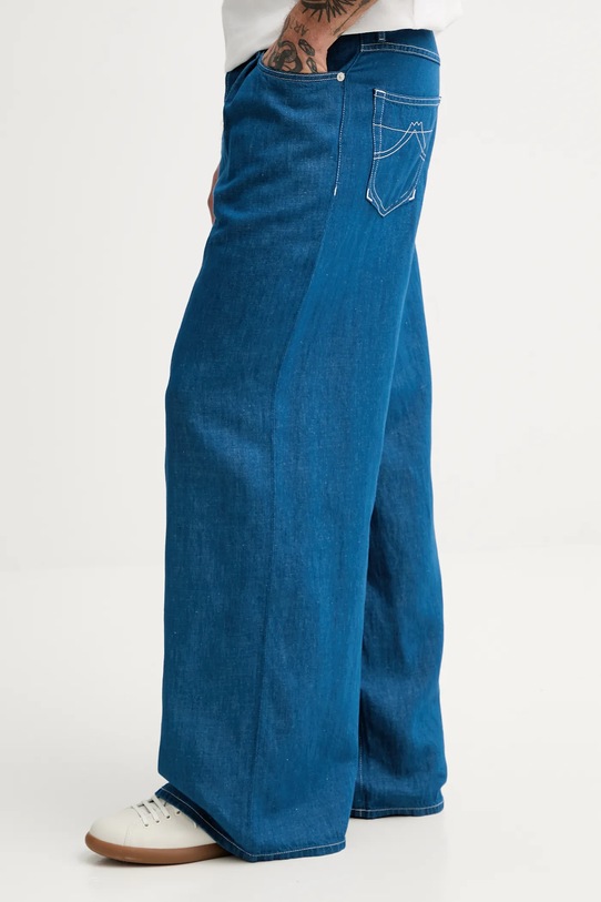 Kenzo jeansy z domieszką lnu niebieski FF55DP4196T1.DM